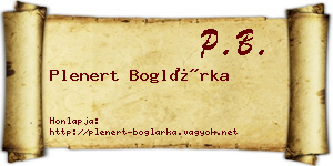 Plenert Boglárka névjegykártya